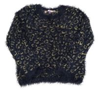 Tmavomodro-zlatý vzorovaný chlupatý svetr John Lewis