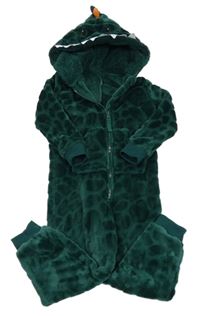 Tmavozelená chlupatá kombinéza s kapucí - dinosaurus George