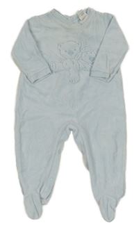 Světlemodrý sametový overal se zvířátky