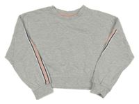 Šedá melírovaná crop mikina s proužky Pepperts