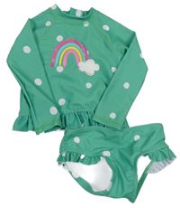 Nové - 2set - Zelené UV triko s duhou + plavkové kalhotky Dunnes