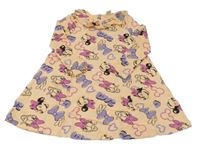 Oranžové bavlněné šaty s Minnie a Daisy Disney 