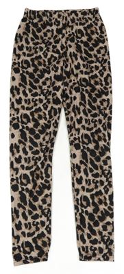 Pudrovo-černo-béžové vzorované legíny Shein