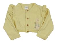 Žluté propínací svetrové bolerko s Peter Rabbit a volánky 