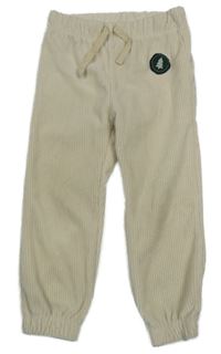 Béžové sametové žebrované cuff kalhoty So Cute