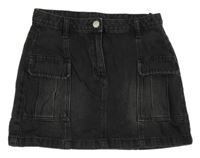 Antracitová riflová sukně s kapsami Next 