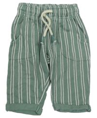 Khaki-bílé pruhované plátěné kalhoty Next