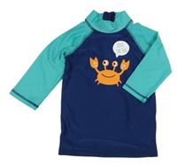 Tmavomodro-tyrkysové UV triko s krabem 