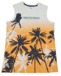 Bílo-oranžové tílko s palmami C&A