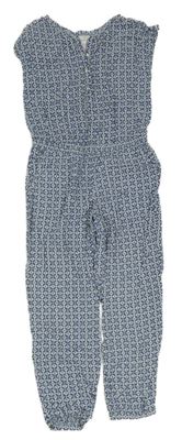 Modro-tmavomodrý vzorovaný letní kalhotový overal H&M
