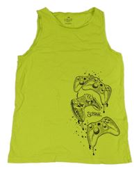 Neonově zelené tílko s joysticky H&M