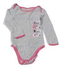Šedo-růžové body s kytičkami 