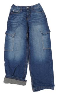 Tmavomodré loose fit cargo podšité rifle H&M