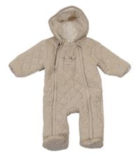 Béžová bavlněná prošívaná zateplená kombinéza s kapucí Mamas&Papas