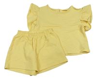 2Set - Žluté vzorované tričko s volánky + kraťasy H&M