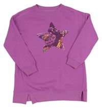 Fialovorůžová dlouhá teplá mikina s hvězdou z flitrů St. Bernard