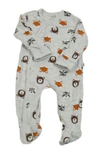 Světlešedý melírovaný overal se zvířátky Liegelind