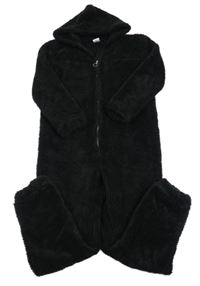 Černá huňatá kombinéza s kapucí Page one young