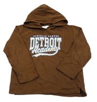 Hnědá mikina s nápisy a kapucí H&M