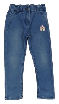 Modré paper bag skinny teplákové rifle s duhou impidimpi