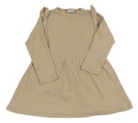 Béžové žebrované šaty s volánky FISHERFIELD