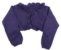 Purpurové melírované propínací svetrové bolérko s volánky