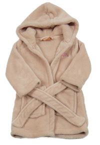 Pudrový plyšový župan s kapucí 