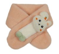 Světlerůžová kožešinová šála s 3D zajíčkem