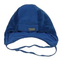 Modro/tmavomodrá plyšová zavazovací čepice Sterntaler