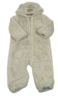 Smetanová kožešinová podšitá kombinéza s kapucí s čumáčkem F&F