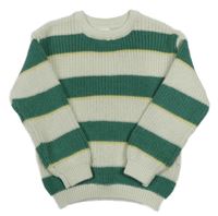 Smetanovo-tmavozeleno-žlutý pruhovaný svetr PRIMARK