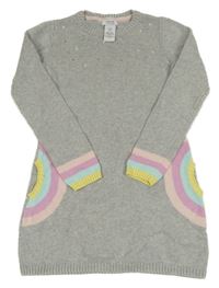 Šedé melírované pletené šaty se cvočky a pruhy miss mona MOUSE