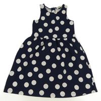Tmavomodro-bílé puntíkaté žebrované šaty H&M