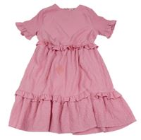 Růžové krepové šaty s volánky PEP&CO