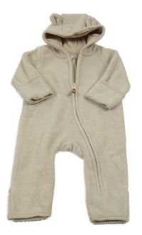 Béžová fleecová kombinéza s kapucí s oušky H&M