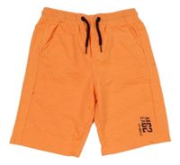 Neonově oranžové melírované teplákové kraťasy s nápisy Chapter young