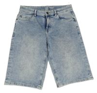 Modro-bílé plísňové straight teplákové riflové kraťasy C&A