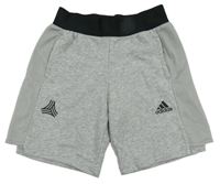 Šedo-černé melírované teplákové kraťasy Adidas