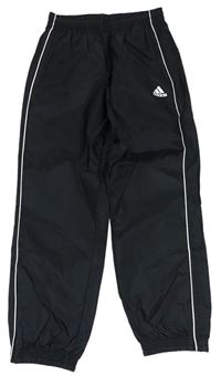 Černé šusťákové sportovní kalhoty s logem Adidas