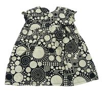Černo-krémové puntíkované plátěné šaty 