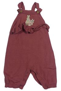 Vínové pletené laclové tepláky s králíkem - Peter Rabbit Tu