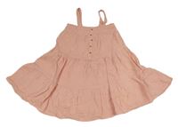 Růžové mušelínové šaty s knoflíky M&S