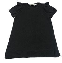 Černá třpytivá svetrová šatová tunika s volánky H&M