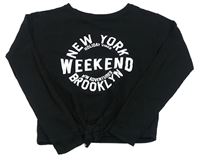 Černá crop mikina s nápisem H&M