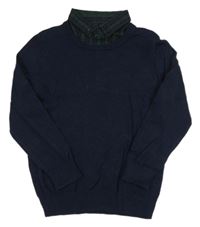 Tmavomodrý svetr s košilovým límcem Matalan