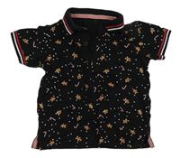 Černé polo tričko s perníčky a hůlkami zn. Matalan