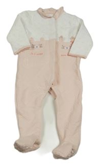 Růžovo-bílý overal se srdíčky a kapsami s čumáky