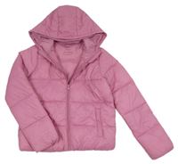 Růžová šusťáková zimní bunda s kapucí Primark