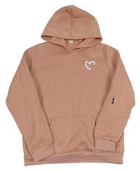 Starorůžová mikina se srdcem a kapucí Shein