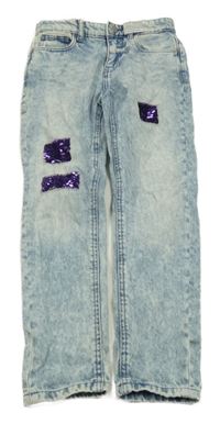 Nové - Světlemodré rifle s překlápěcími flitry